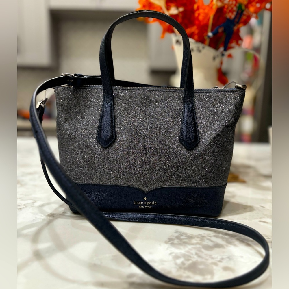 *USED*Kate Spade New York Lola Glitter Small Satchel Dusk-Navy